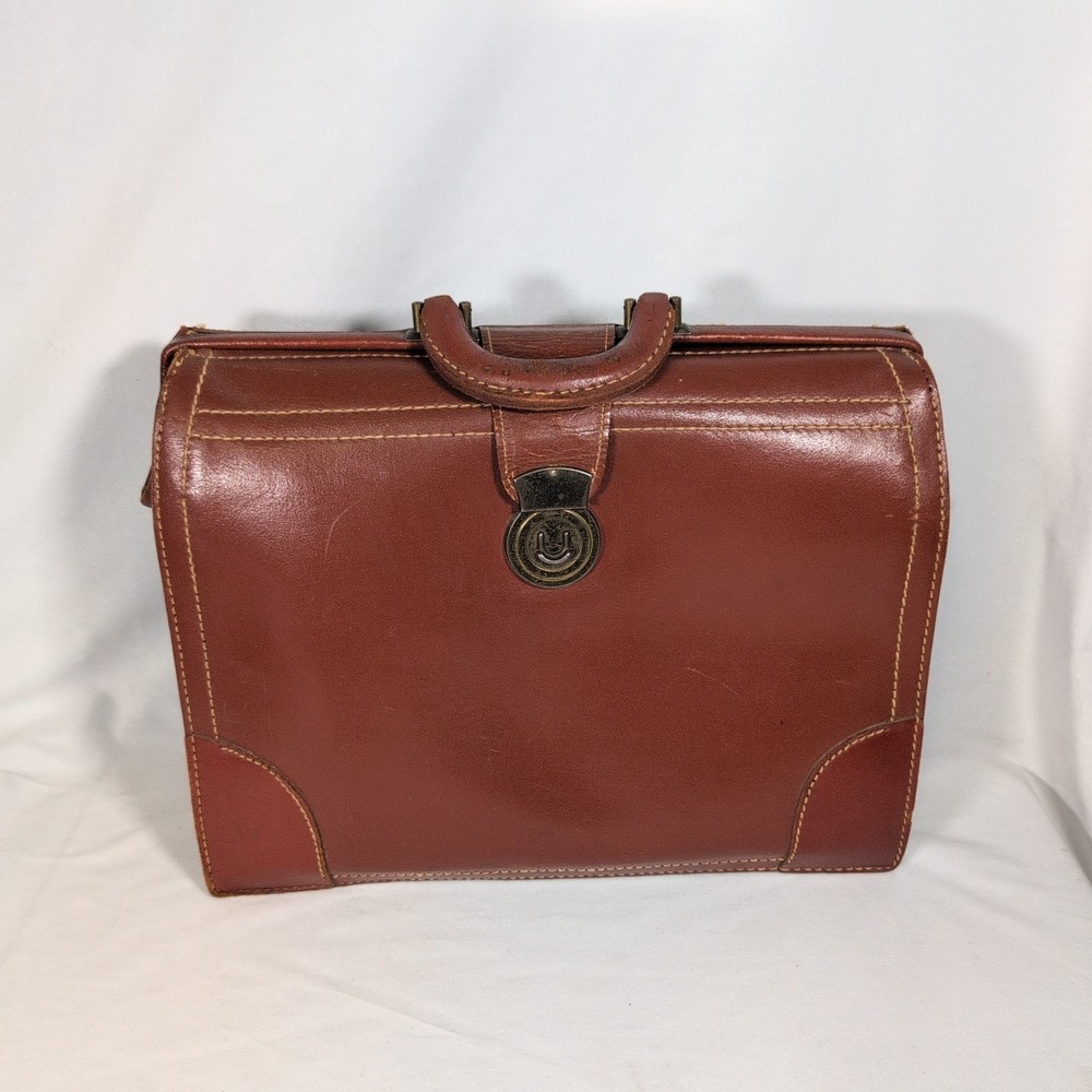 Vintage large Dr Bag terracotta color leather 13" L by 15" W
